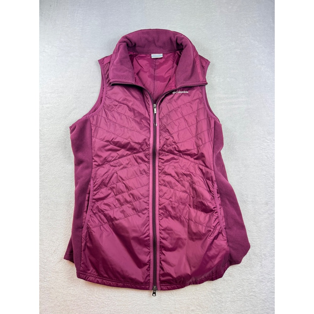Columbia Womens 1X Plum Purple Quilted Fleece Hybrid Full Zip Puffer Vest